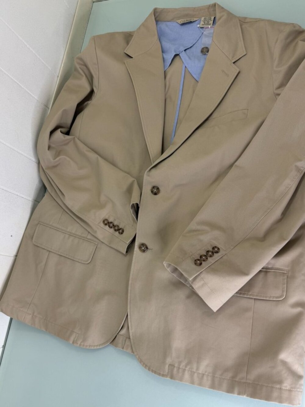 LL Bean Blazer Jacket Men's 50 Tall Khaki Safari Field Hunting Chore Double Vent